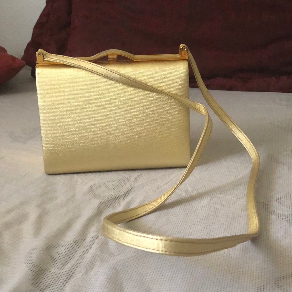 Vintage Gold Purse with long strap.